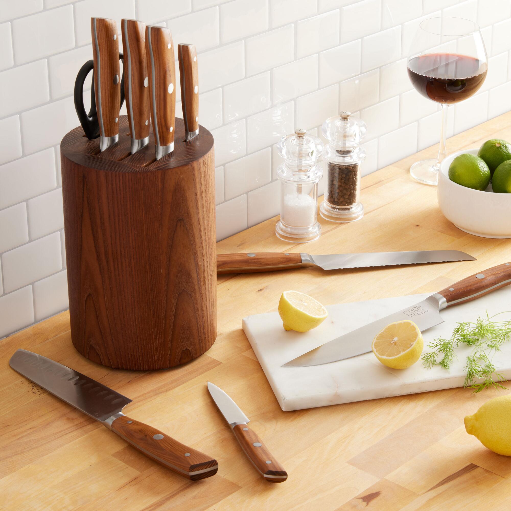 Chopwell Carbon Steel and Ash Wood Knife Set Collection - World Market