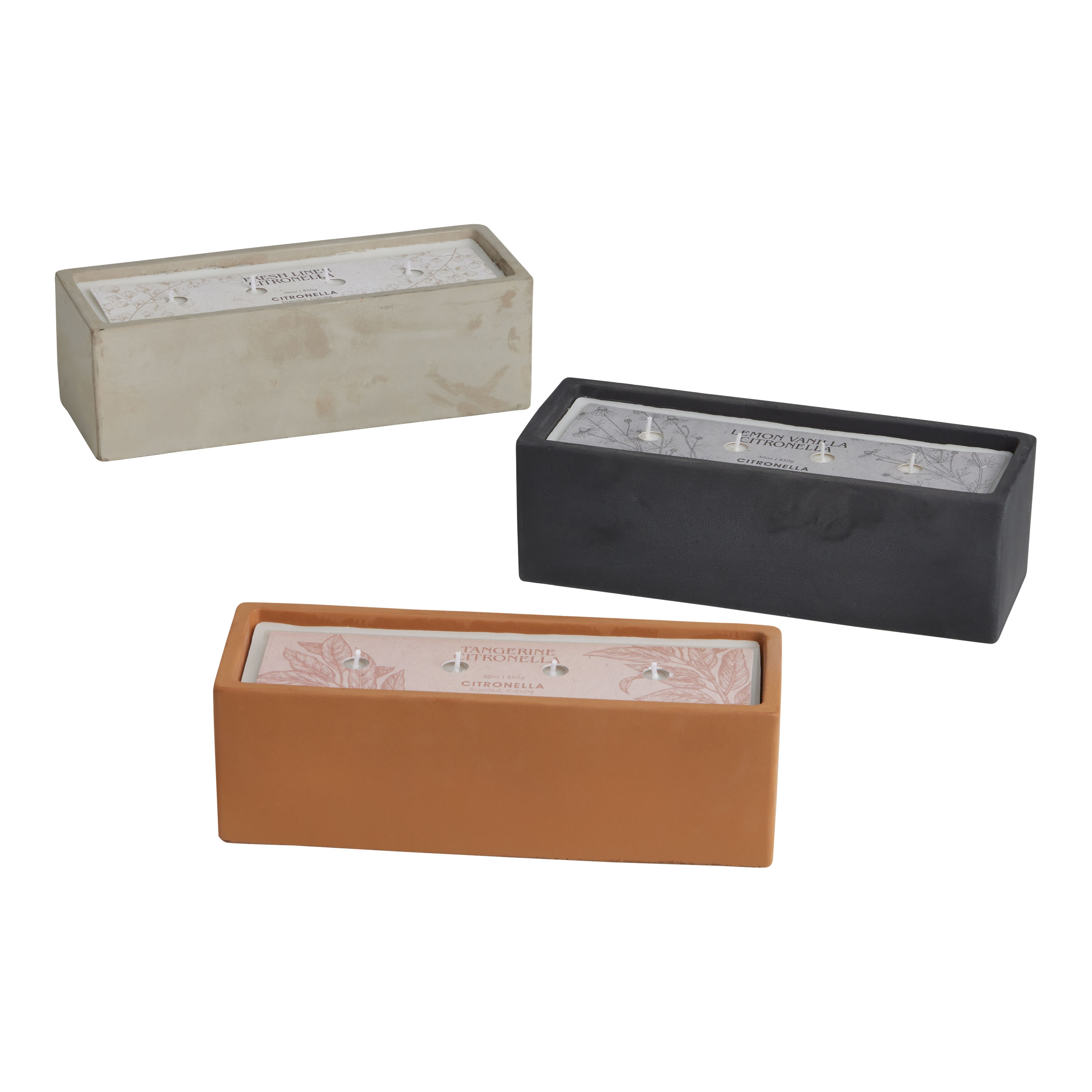 Cement Planter 4 Wick Scented Citronella Candle - World Market