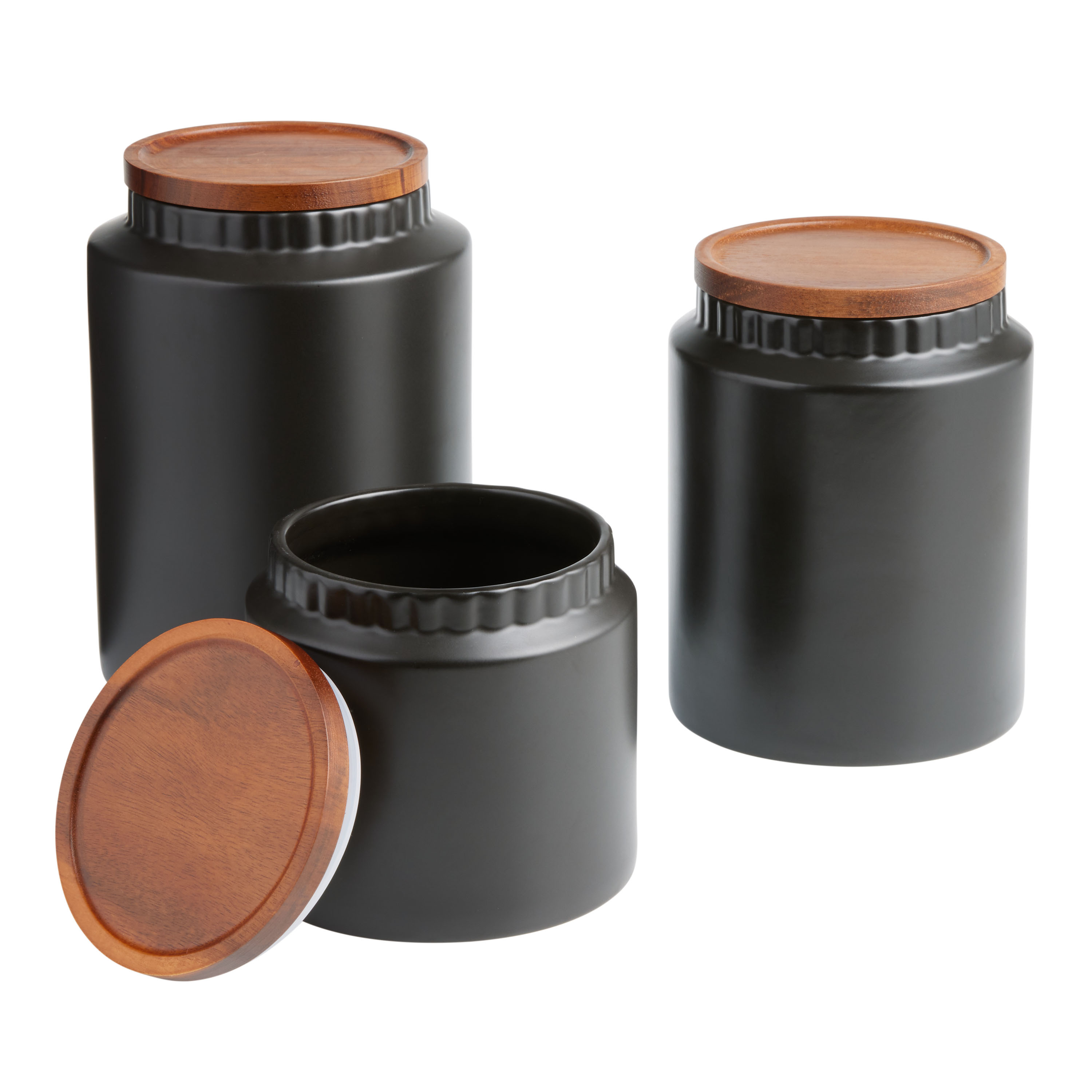 Enzo Black Ceramic and Wood Storage Canister World Market
