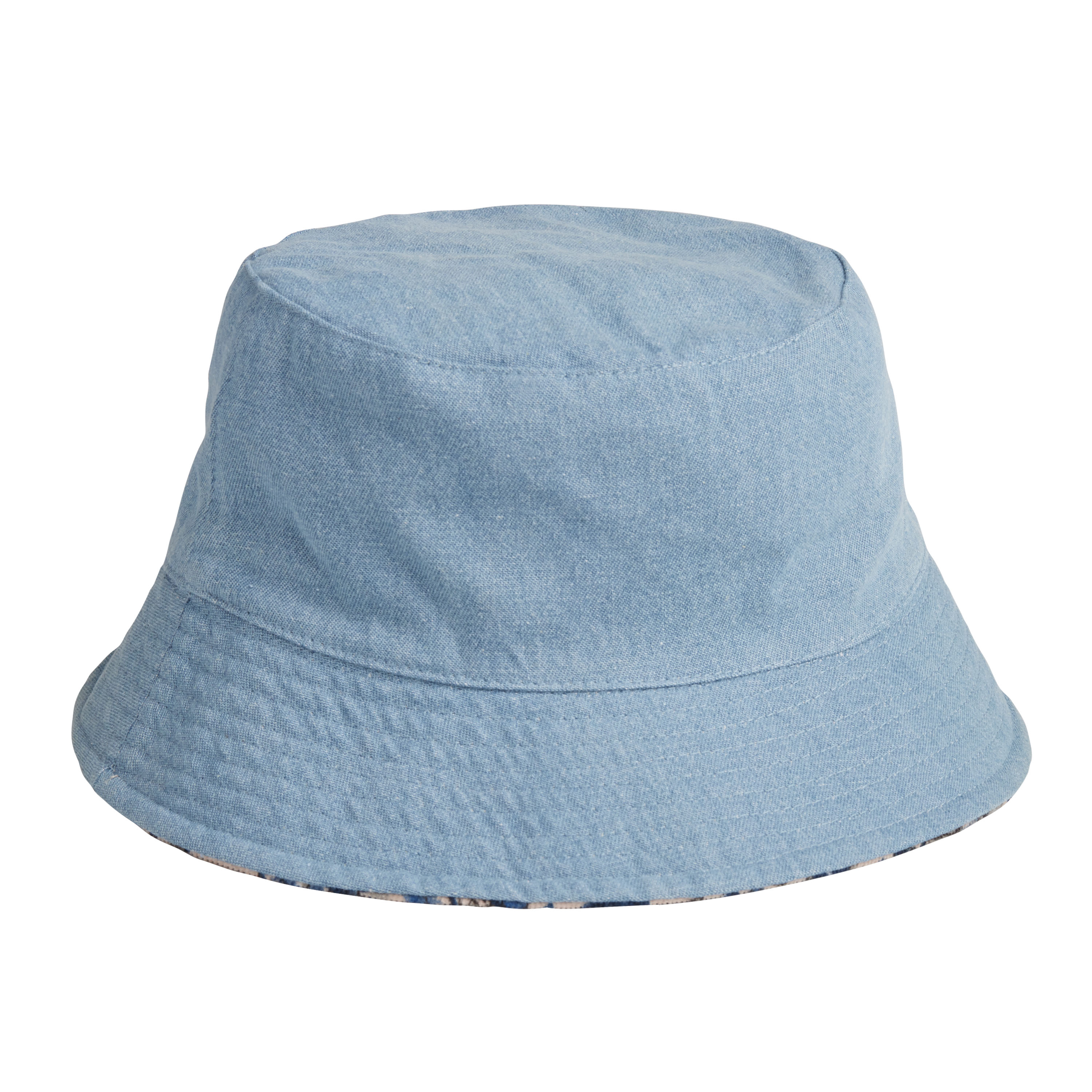 Faux Denim And Blue Floral Reversible Bucket Hat - World Market