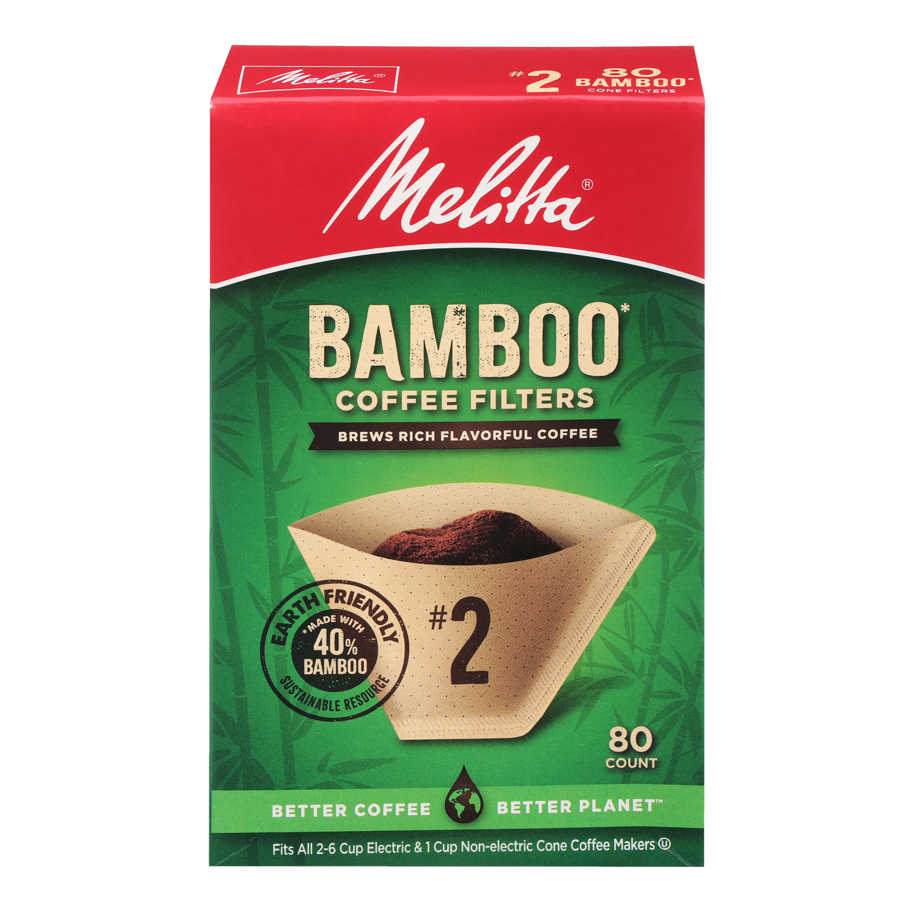 Melitta Bamboo No. 2 Cone Coffee Filters 80 Count - World Market