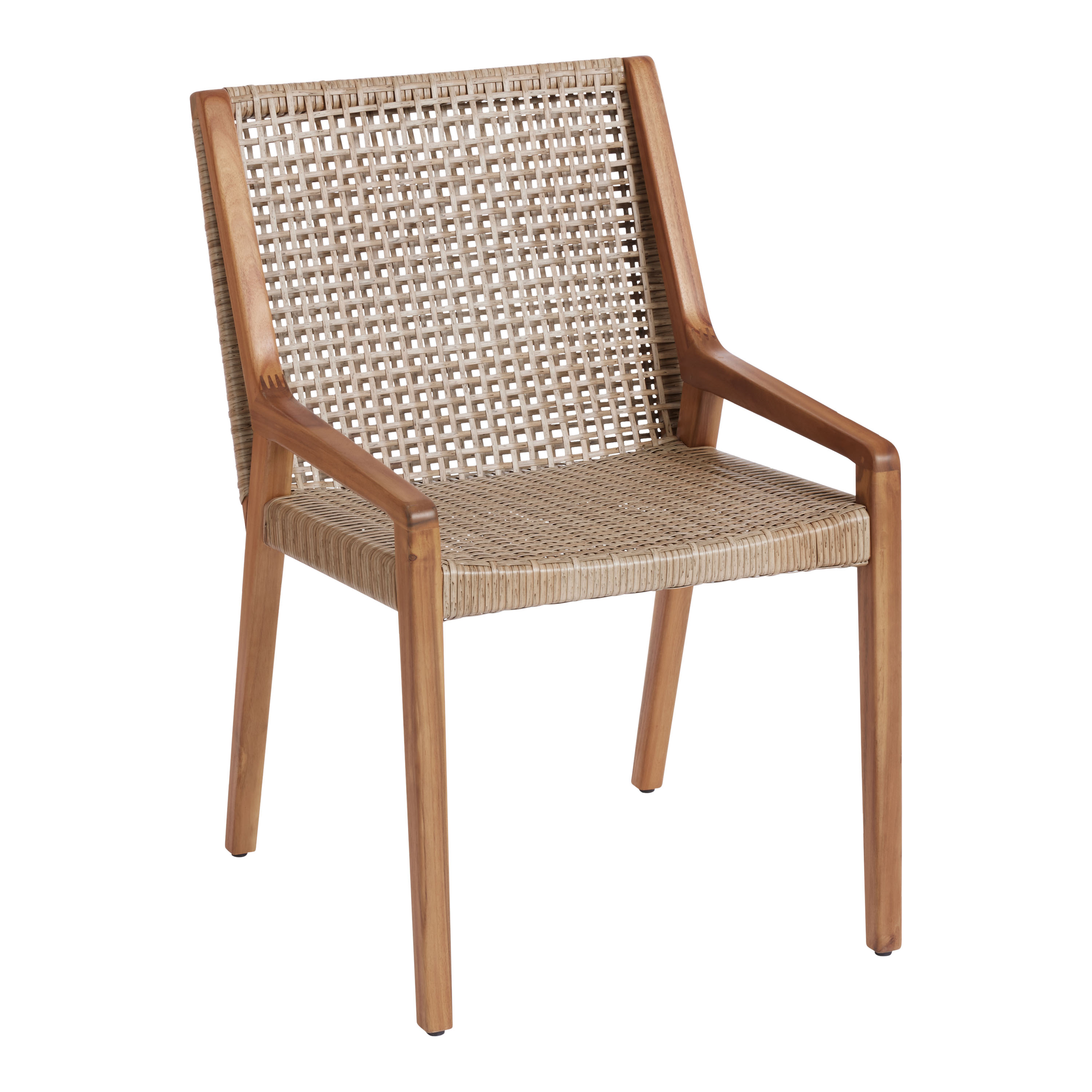 Davao All Weather Wicker and Wood Outdoor Dining Chair Set of 2 World
