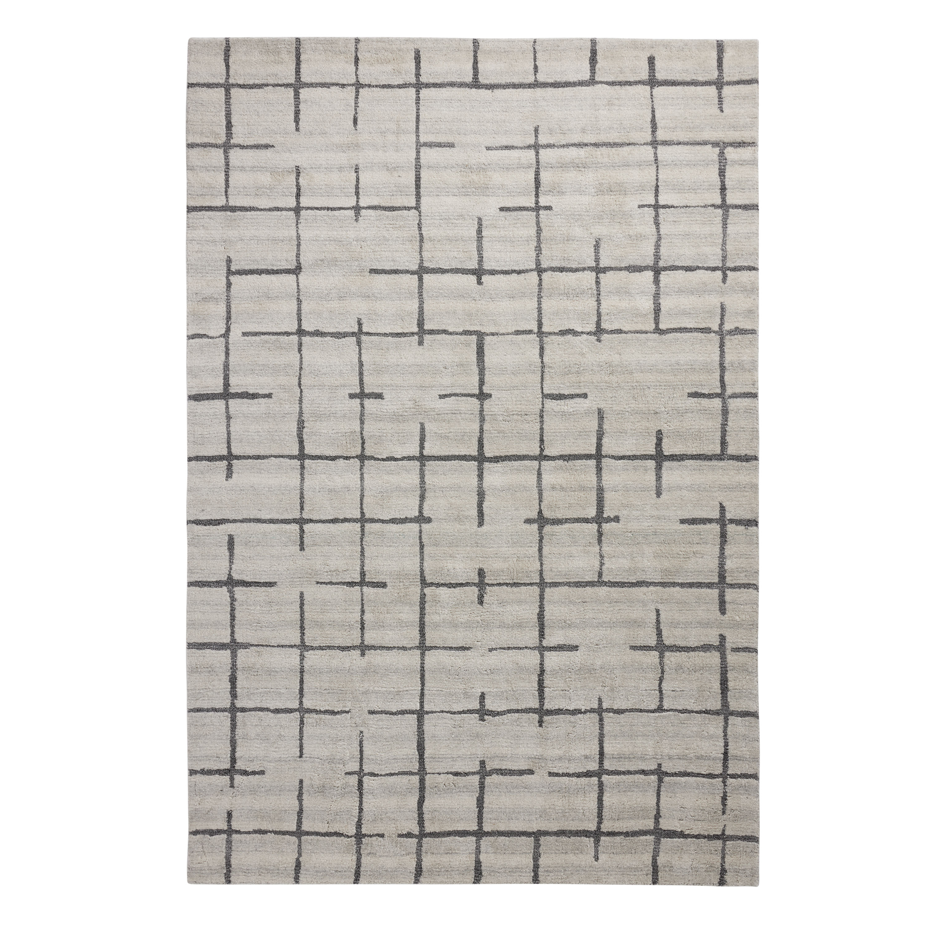 Elm Ivory and Dark Charcoal Modern Linear Recycled Area Rug World Market