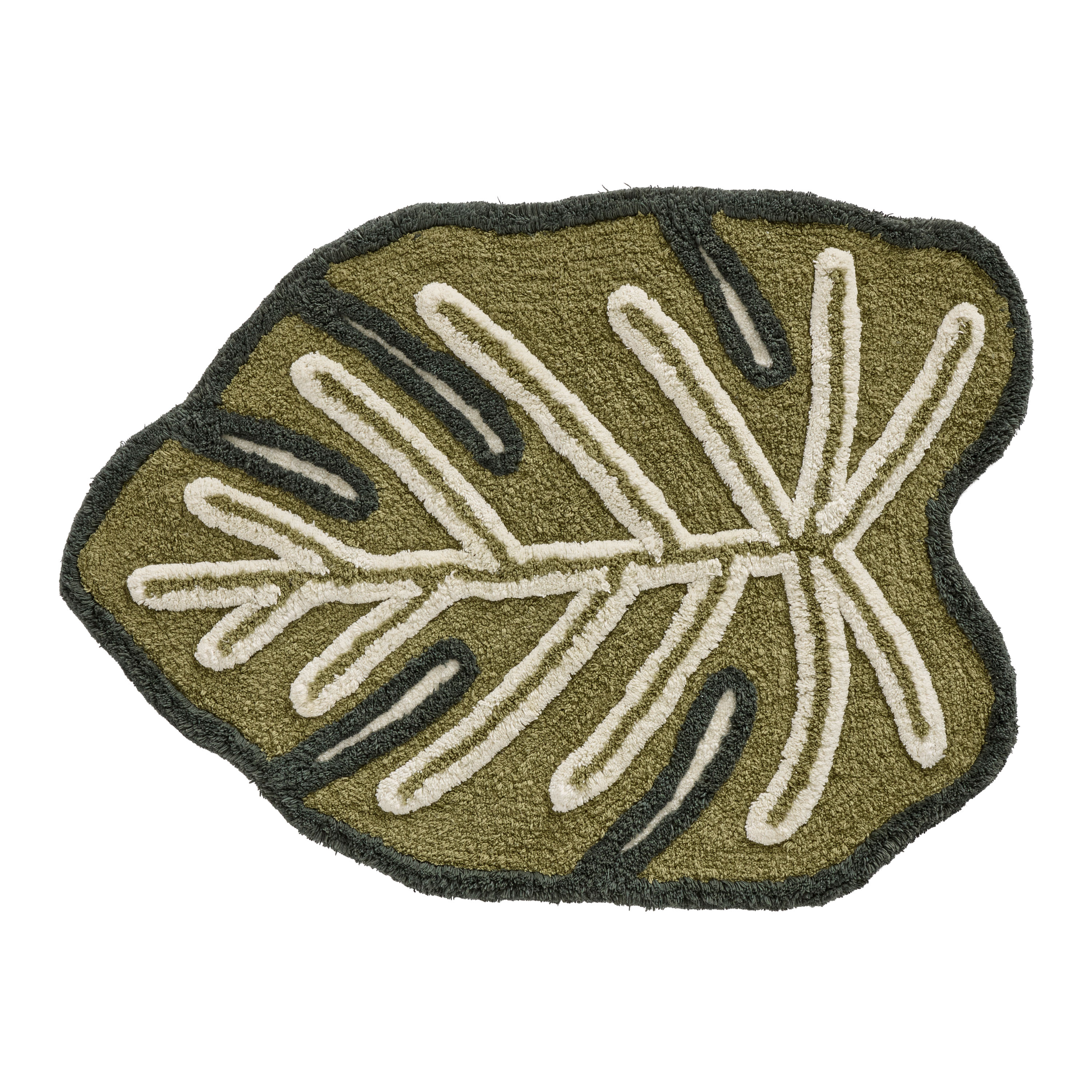 Green Monstera Shaped Tufted Bath Mat - World Market