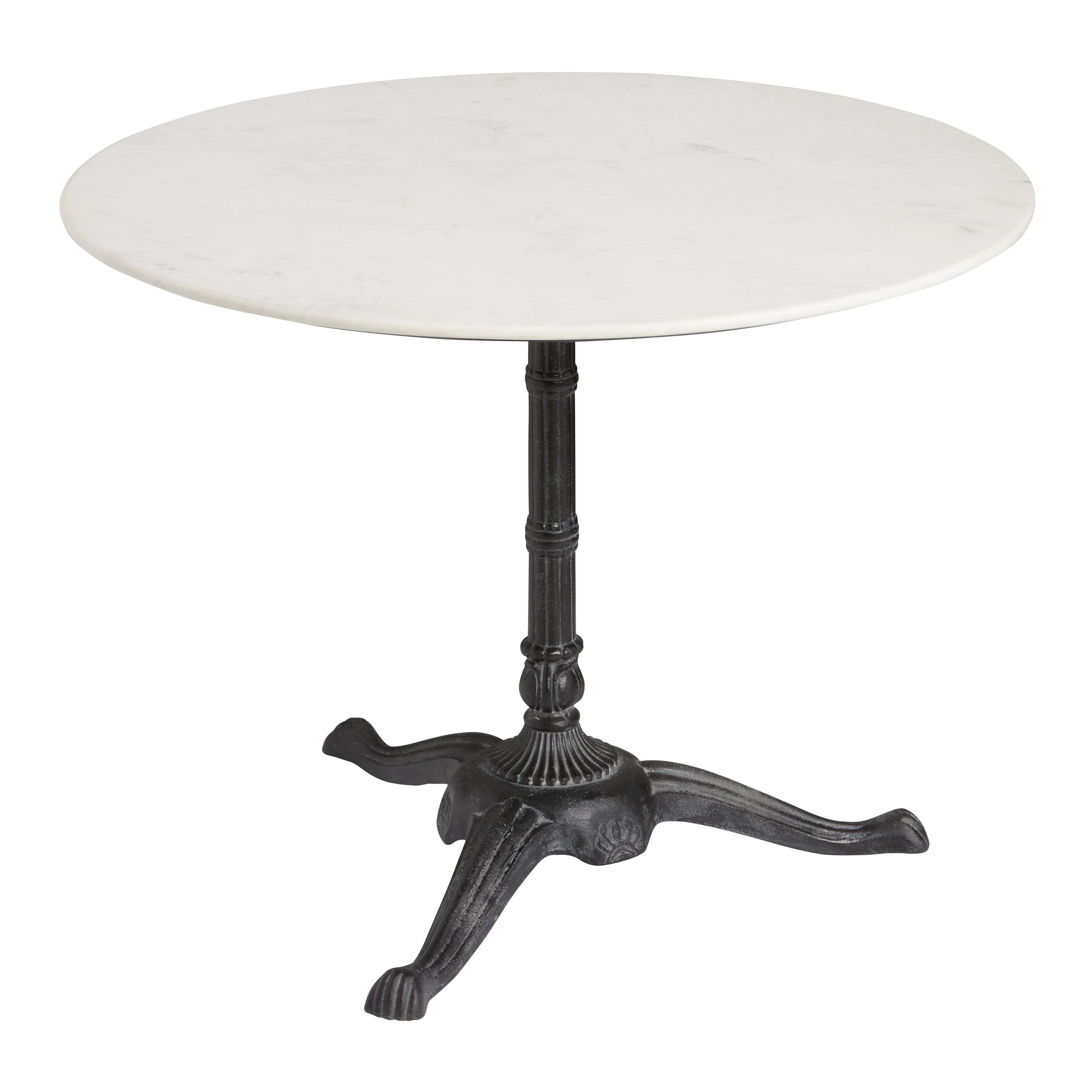 Jeanne Round White Marble Top and Black Metal Bistro Table - World Market