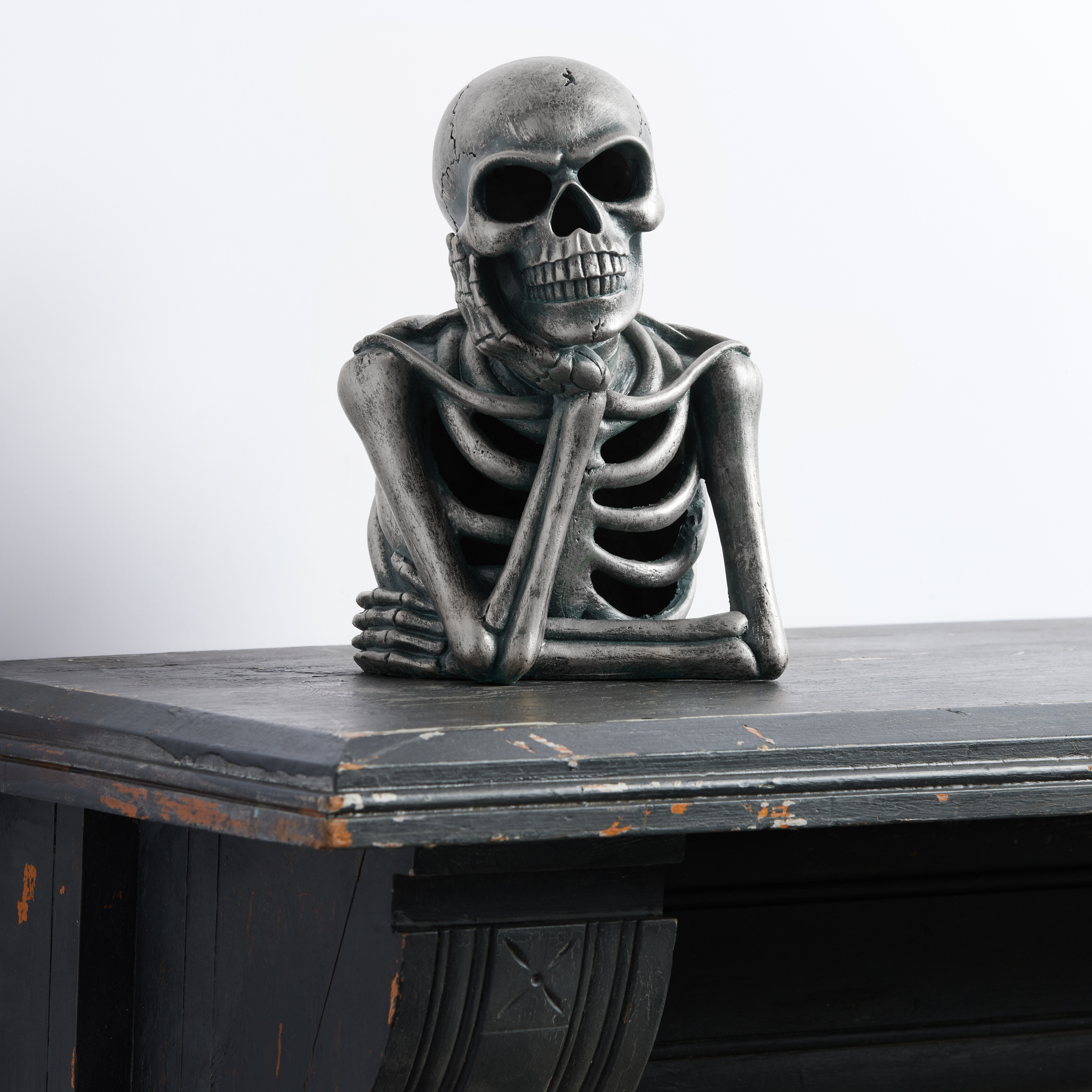 Gunmetal Silver Skeleton Bust LED Light Up Decor - World Market