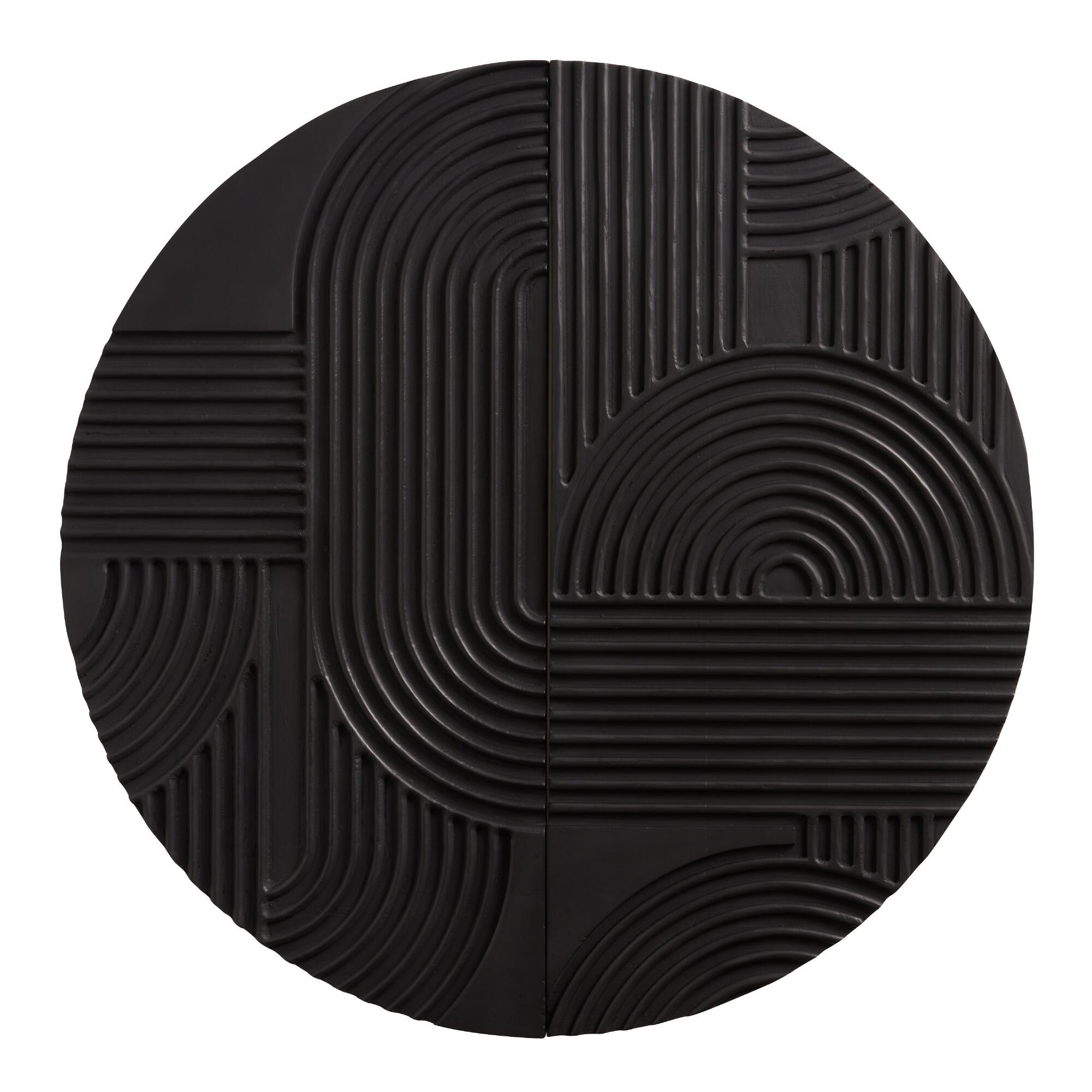 Round Black Carved Wood Diptych Wall Decor 2 Piece World Market