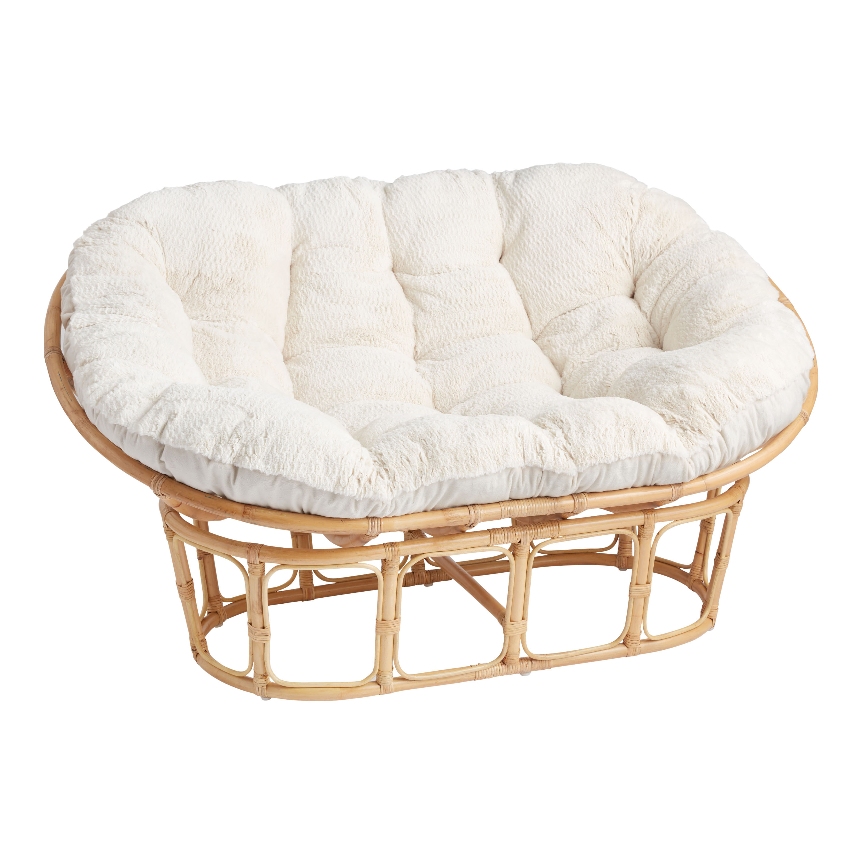 Ivory Faux Fur Double Papasan Chair Cushion - World Market