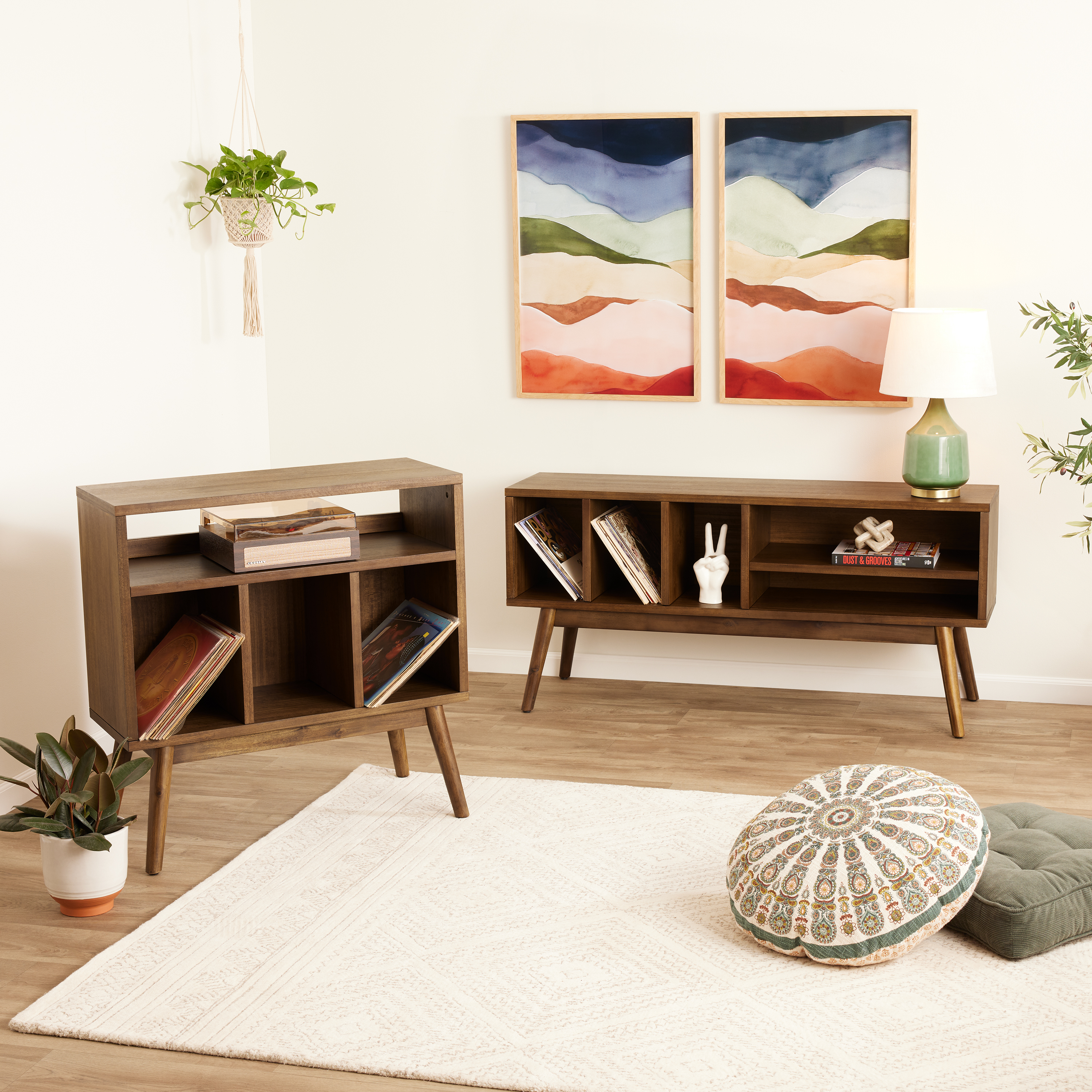 Jagger Wood Media Stand with Record Storage Collection - World Market