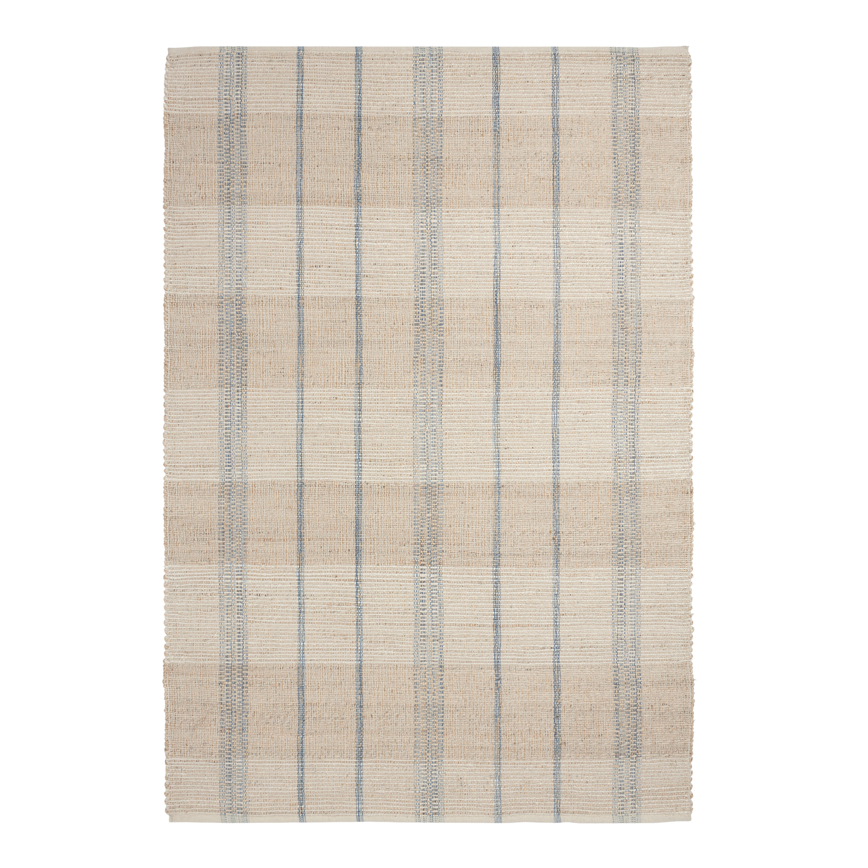 Birch Natural Jute and Blue Cotton Modern Plaid Area Rug World Market