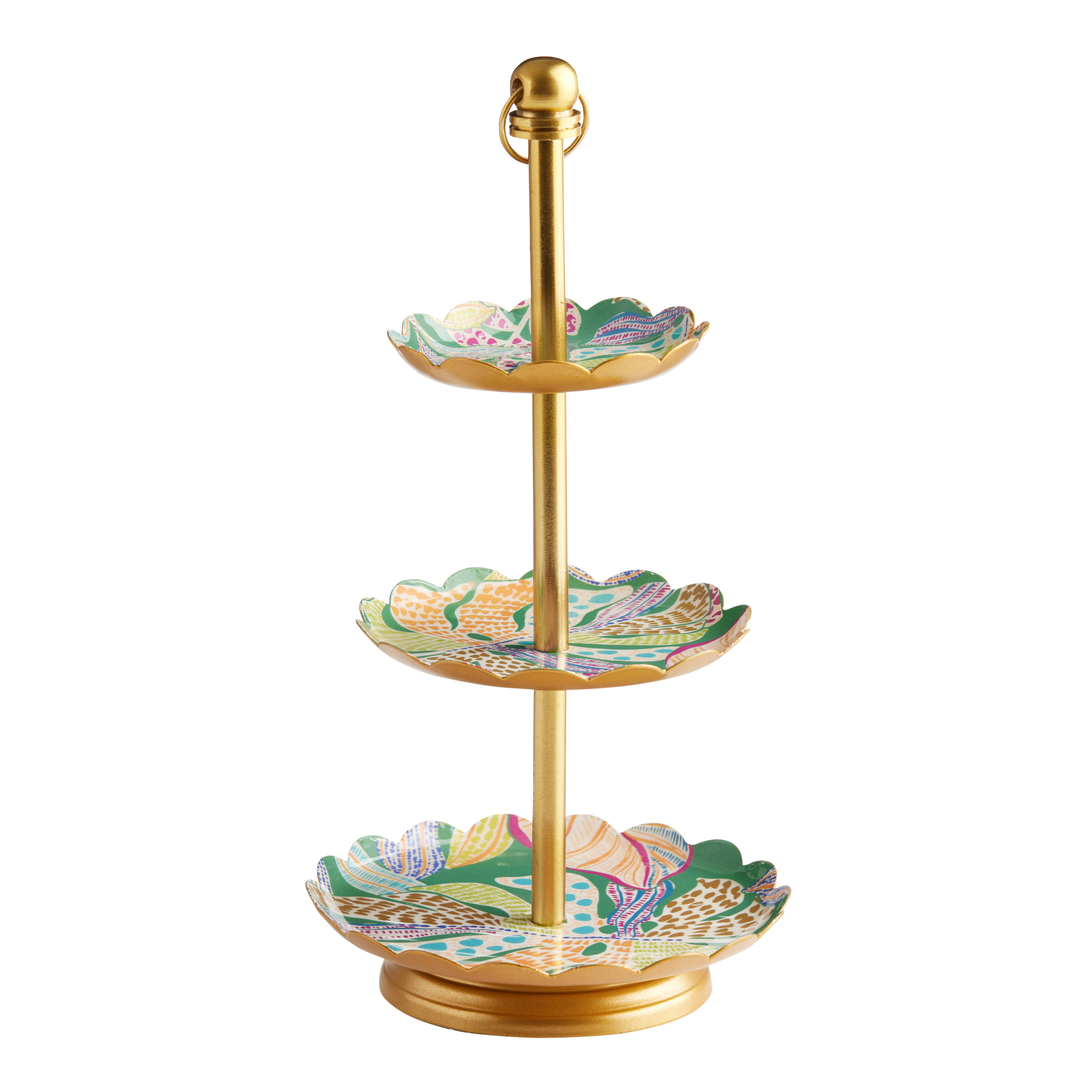 Gold Metal Dotty Botanical 3 Tier Jewelry Stand World Market