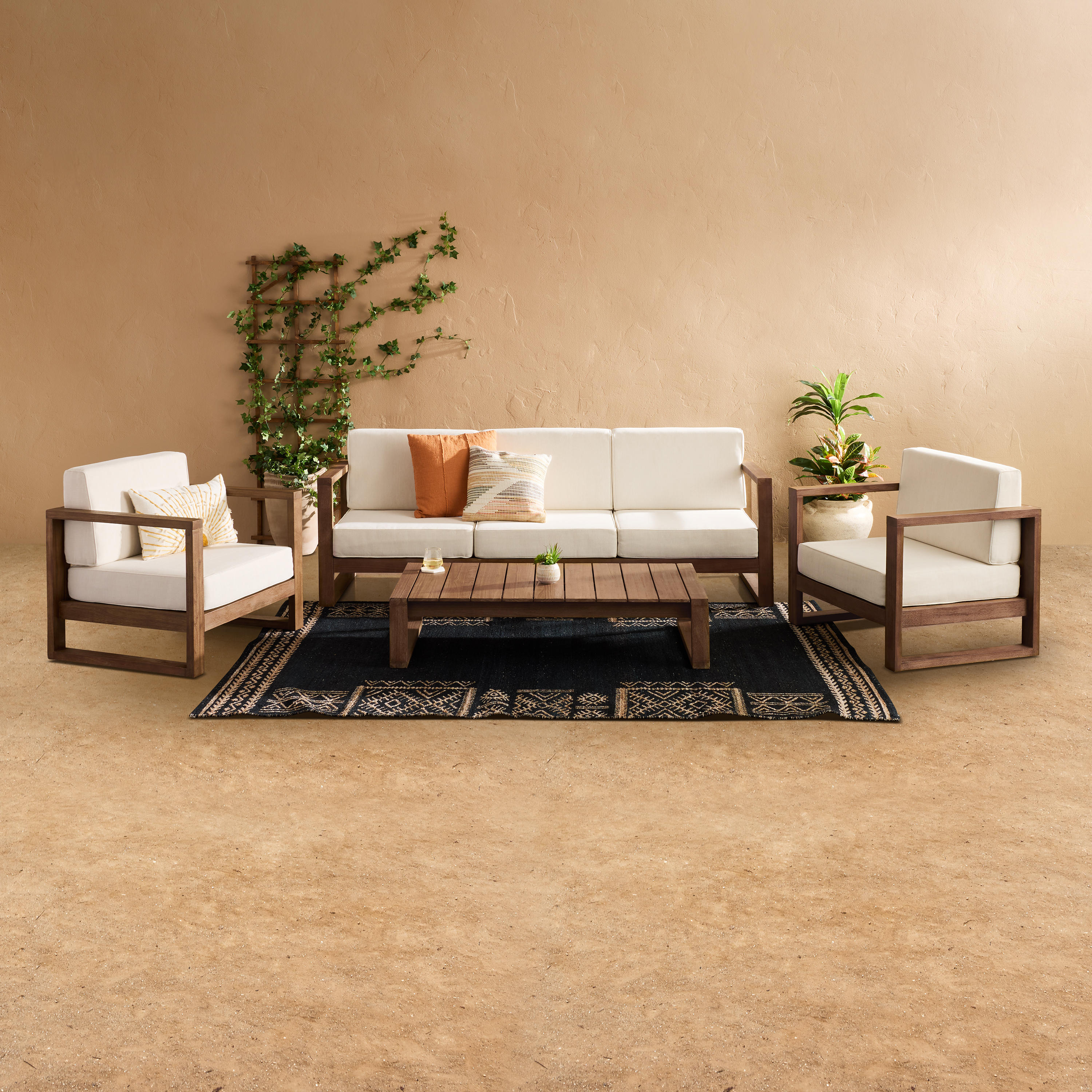 Segovia Eucalyptus 4 Piece Outdoor Furniture Set with Couch