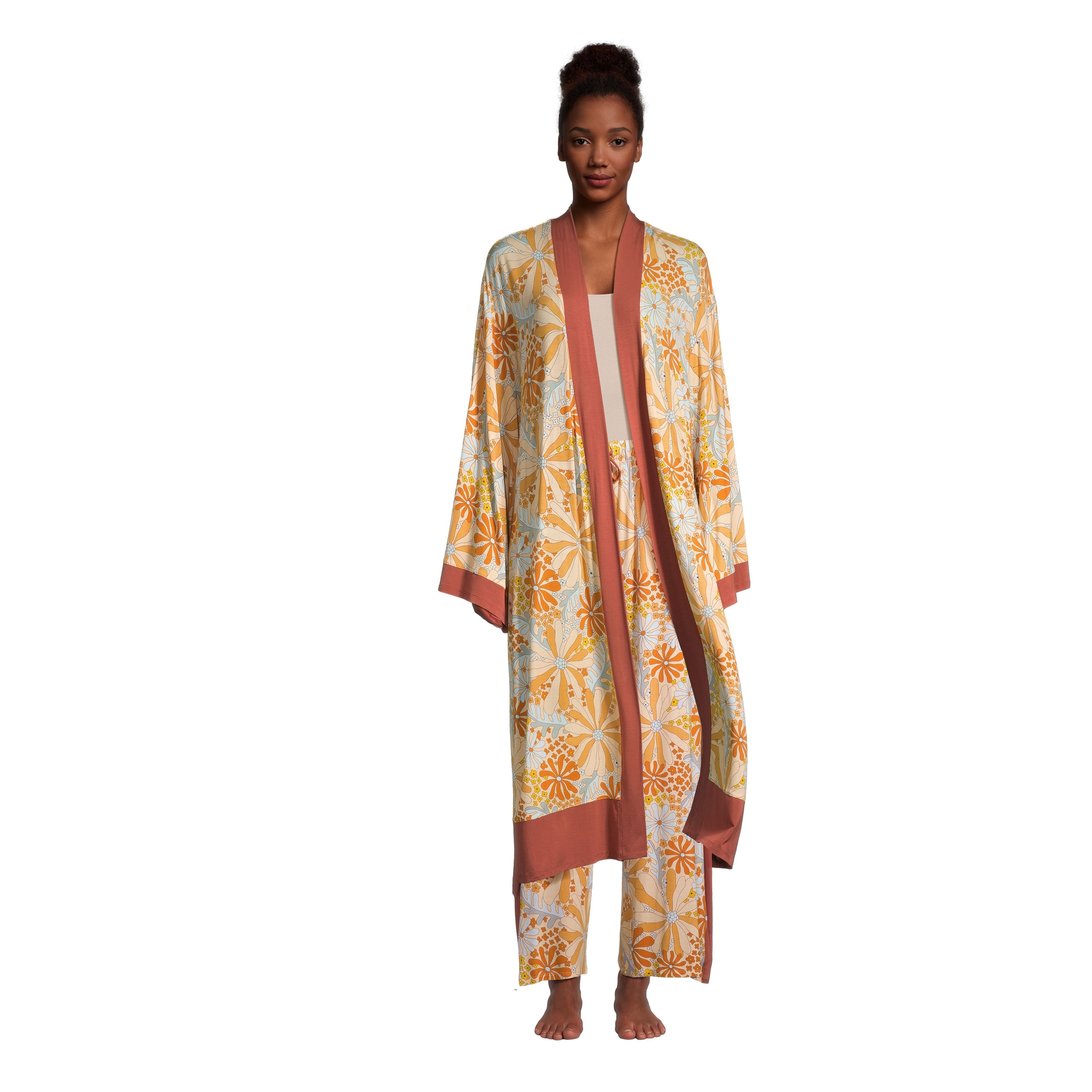 Maggie Rust And Blue Retro Floral Knit Pajama Collection - World