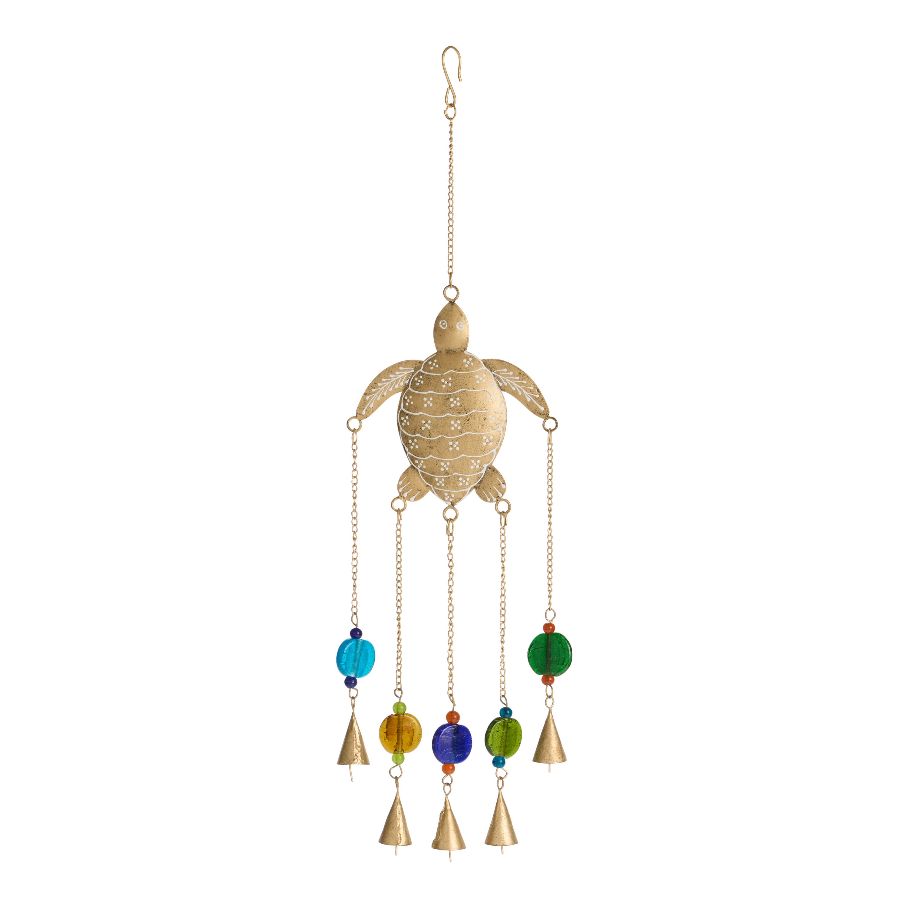 Gold Metal Turtle and Multicolor Bead Wind Chime - World Market