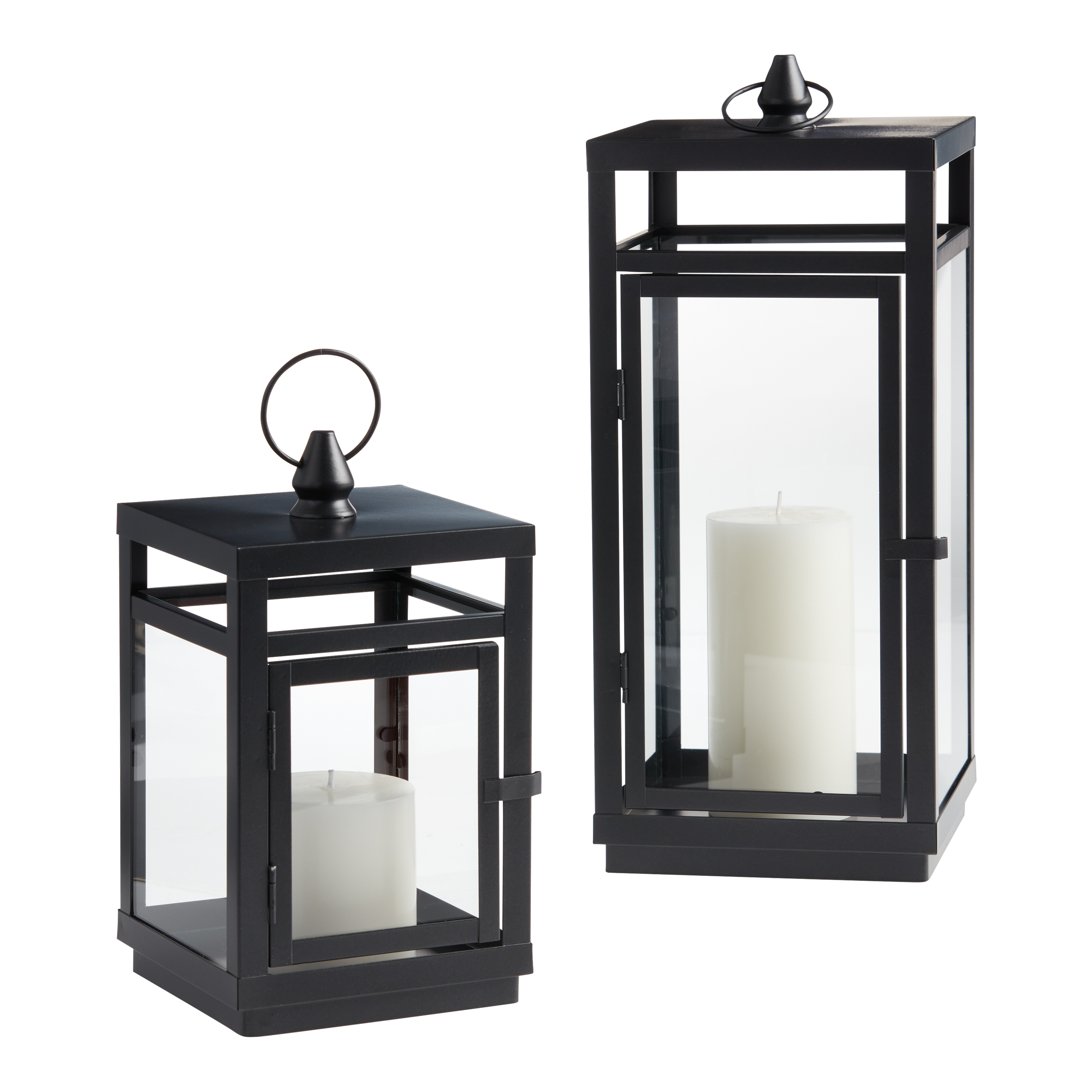 Black Metal And Glass Modern Candle Lantern World Market