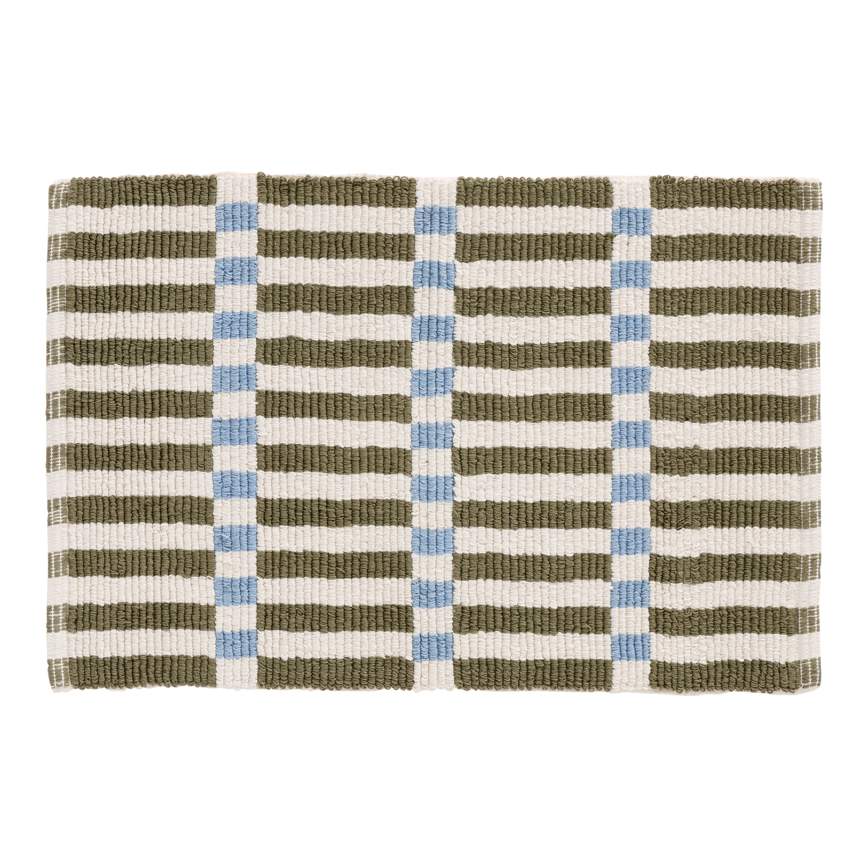 Cadence Laurel Green Offset Stripe Flatwoven Bath Mat - World Market