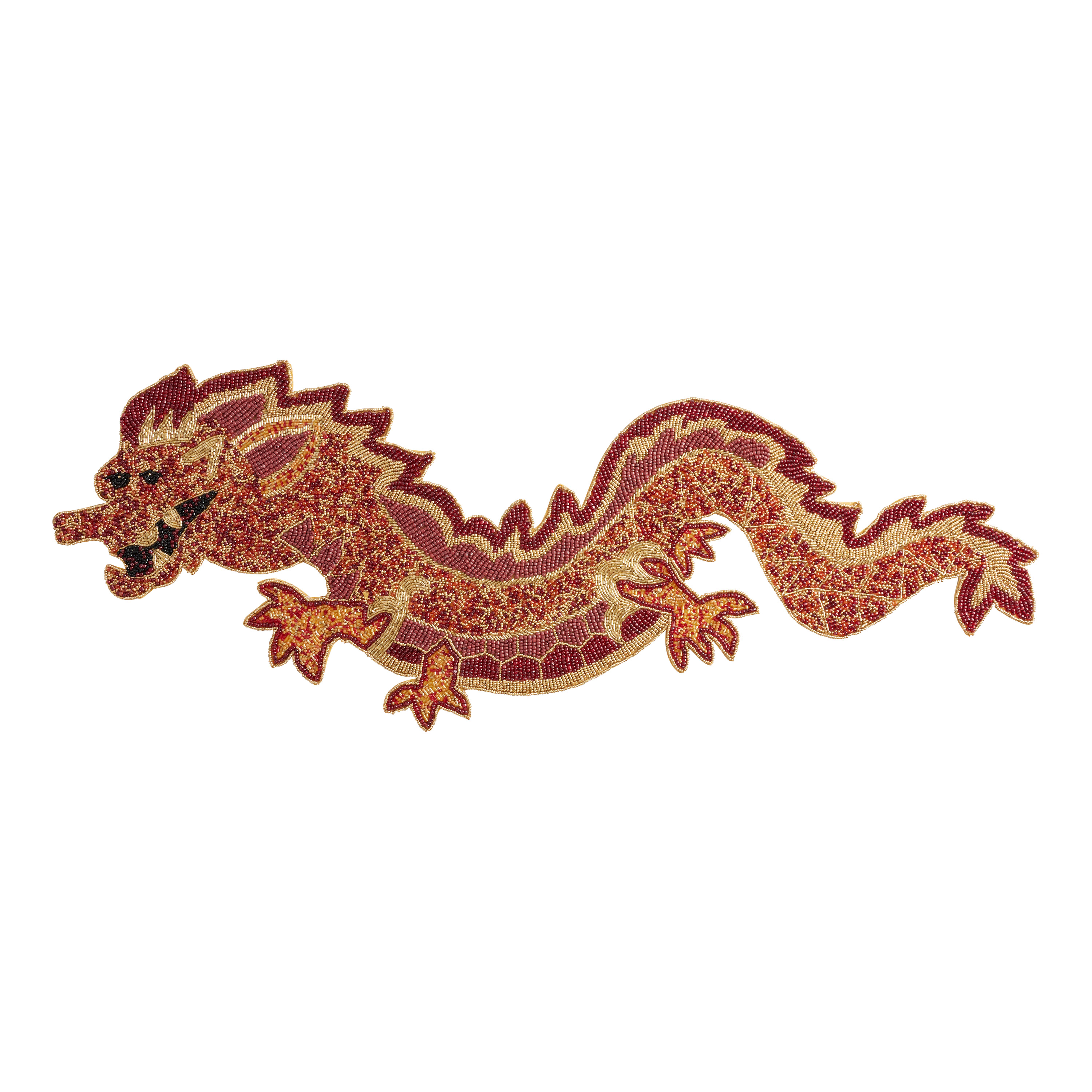 Red And Gold Dragon Beaded Table Runner - World Market