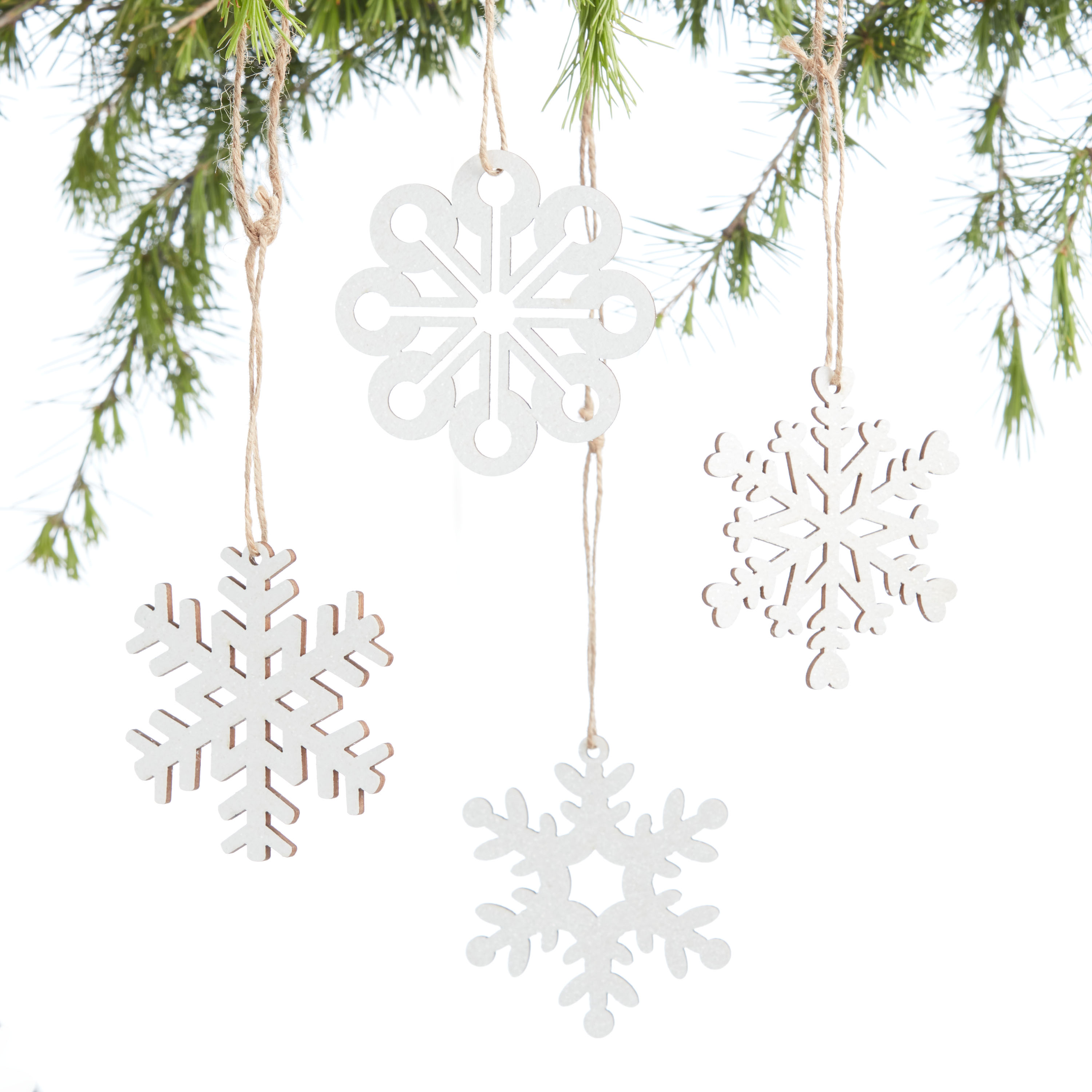  200 Pcs Christmas Wood Snowflake Embellishments White